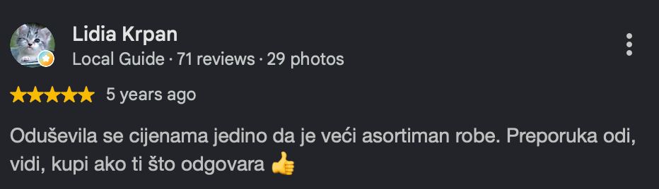 Google recenzija kupca